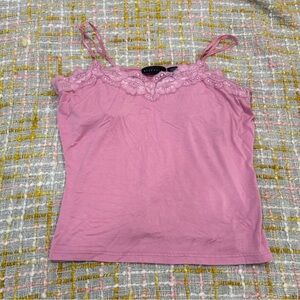 Cacique Pink Fitted Camisole with Tie Front